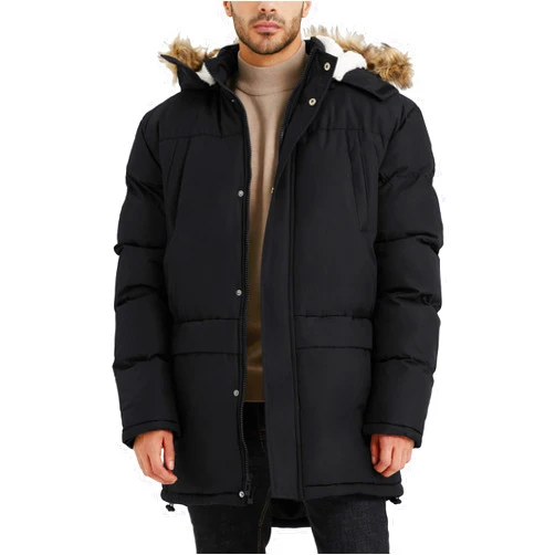 VOPOKER Men's Long Winter Hooded Jacket Warm Windproof Puffy Coat Padded Thicken Parka Jackets
