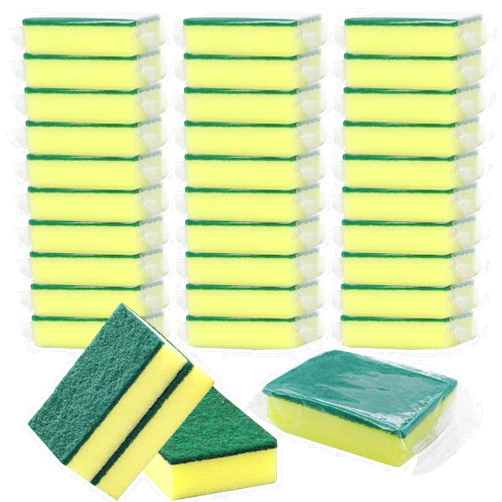 GWZiehory 30 Pack Kitchen Sponges Individually Wrapped, Non-Scratch Scouring Pads Bulk Scrub Sponges for Cleaning Kitchen and Household, Car, Dish Sponge for Apartments Hotel