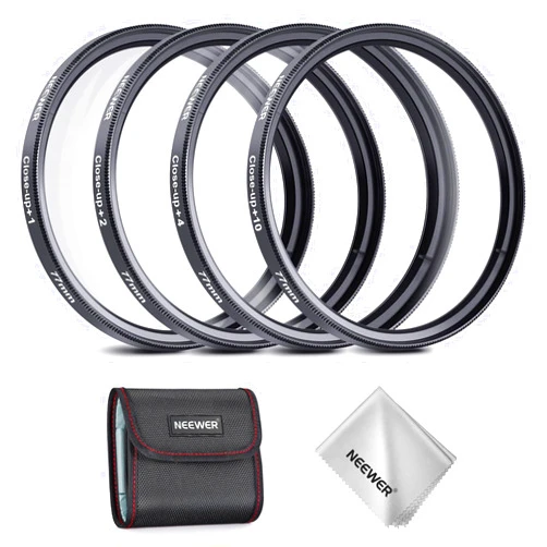 NEEWER 77mm Macro Close Up Lens Filter Kit (+1, 2, 4, 10), 4 Pieces of Magnifying Filters with Storage Pouch for Macro Photography, Compatible with 77mm Canon Nikon Sony Fujifilm Camera Lenses