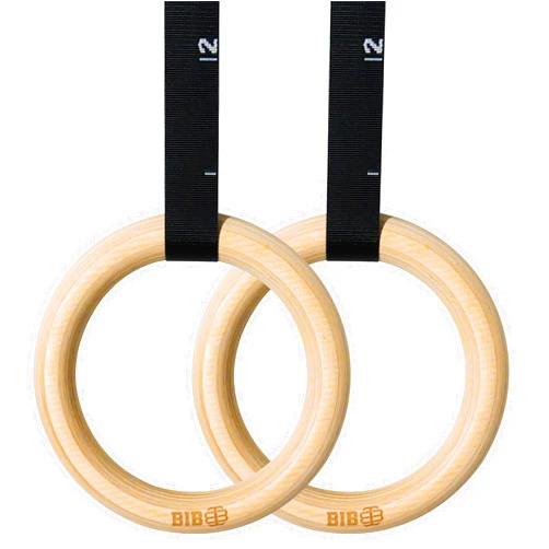 Built-In-Battle Wooden Gymnastic Rings with Adjustable Straps, 15ft Long, Numbered Straps- Olympics Gymnastics Rings 32mm/1.25' 1500lbs- Bodyweight Fitness Rings Calisthenics Equipment for Home Gym