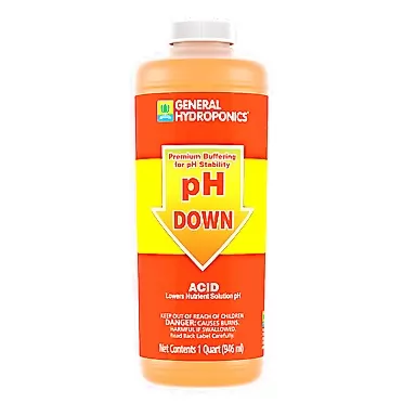 General Hydroponics pH Down Liquid Premium Buffering For pH Stability, Quart 1 quart pH Down