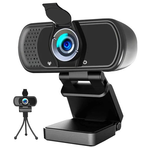 Hrayzan Webcam 1080p, Webcam with Microphone, USB Web Camera 110°Wide View, Plug and Play Computer Camera, Laptop Desktop Webcam for Conferencing Recording,Webcam Tripod and Privacy Cover Include