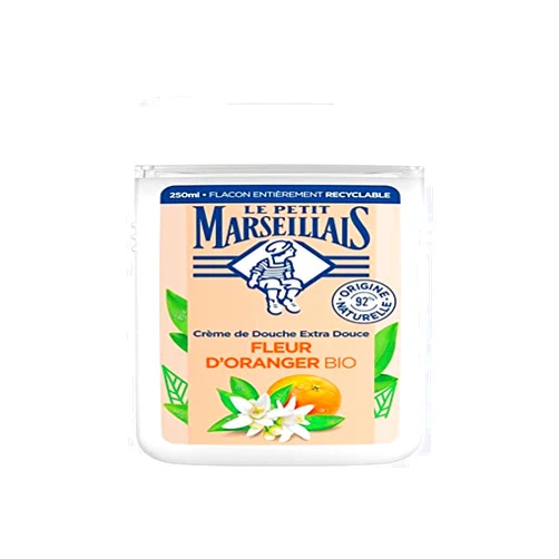 Le Petit Marseillais Extra Gentle Organic Orange Blossom Shower Cream (250 ml bottle) – Shower gel with 92% ingredients of natural origin – Fully recyclable bottle