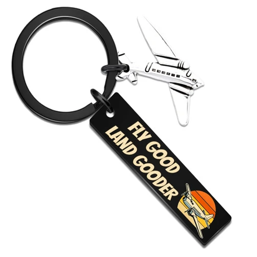 Lervuh Airplane Keychain Pilot Gifts for Men Flight Attendant Gifts for Flight Attendants Aviation Gift for Pilots In Training Pilot Accessories Fly Good Land Gooder Keychain for Men Women