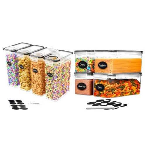DWËLLZA KITCHEN 4 Pack Cereal Containers Storage Airtight Food Storage Containers and Set of 4 Pasta storage Containers for Pantry Organization and Storage