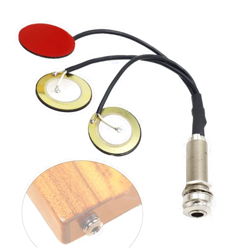 Cheerock 1pcs Piezo Pickup Transducer, 3in1 Microphone Contact Acoustic Preamp, 1/4 Inch Self-Adhesive Piezo Pickups Transducer for Kalimba Thumb Piano and Other Small Instruments