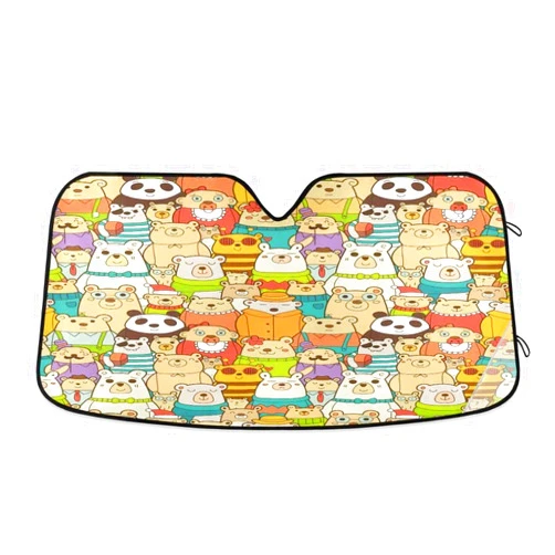 Exnundod Funny Polar Bears Car Windshield Sun Shade Foldable Retro Art Animals Auto Front Window Sunshade Universal Accordion Folding Sun Visor Shield Protector Blocks UV Rays for SUV Trucks 55x27.6 in