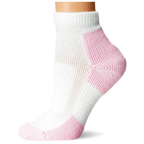 thorlos womens Dwmxw Max Cushion Distance Walking Ankle Socks Medium White Pink (3 Pair Pack)