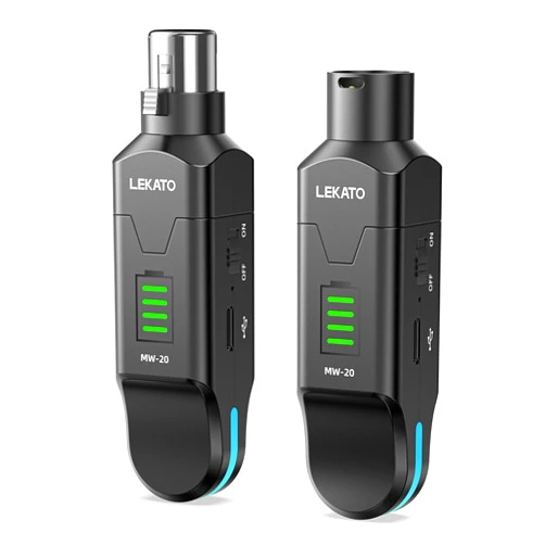 LEKATO Wireless Microphone System 2.4GHz, 48V Phantom Power for Condenser Mic, Wireless XLR Transmitter Receiver High-Resolution for Dynamic Mic, PA System, Audio Mixer(MW-20)