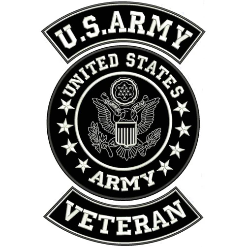 DealzCT Black U.S Army Veteran Iron on 3 Large Back Patches Set for Biker Vest Jacket