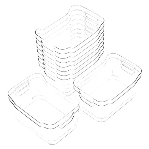AntStep 12 Pack Clear Plastic Storage Bins, Pantry Organizers and Storage, Clear Pantry Organizer Bins, Plastic Containers with Handle for Kitchen,Freezer,Cabinet,Closet,Bathroom Under Sink Storage