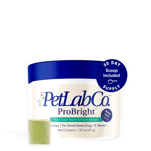 PetLab Co. ProBright Dental Powder - Dog Breath Freshener - Teeth Cleaning Made Easy – Targets Tartar & Bad Breath - Formulated for Small Dogs