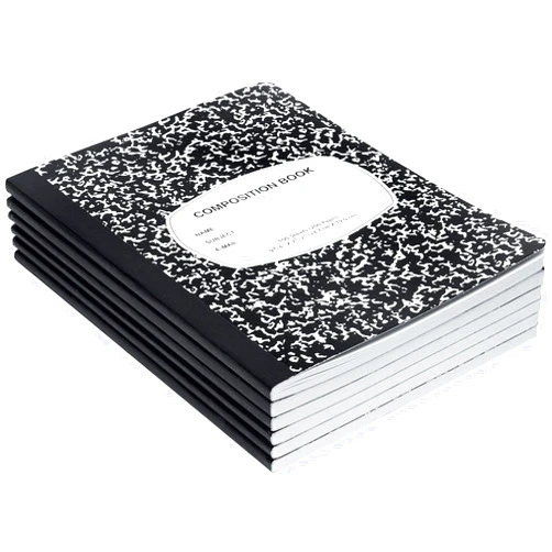 EPI 6 Pack Composition Notebook Wide Ruled, 200 Pages (100 Sheets), Black Marble, 9-3/4 x 7-1/2, Bulk School Supplies, Office, Journals, Notes, Hard Cover, Sewn Binding