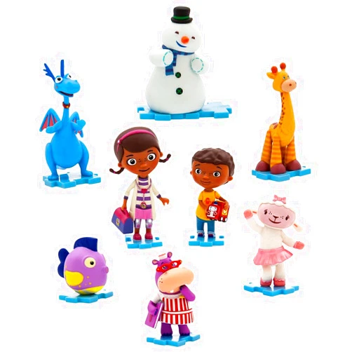 Disney Store Official Doc McStuffins Deluxe Figurine Play Set - 8 Fully Sculpted Figures with Interlocking Bases - Includes Lambie, Donny McStuffins, Hallie & More - in Scenic Display Packaging