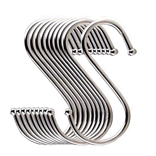GXHUANG Heavy Duty Metal Chrome Plated S Shape Hooks, Set of 10 (Large)