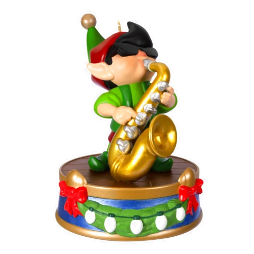 Hallmark Keepsake Christmas Ornament 2024, North Pole Tree Trimmers Band Collection Stuey On Sax Musical With Light, Music Gifts