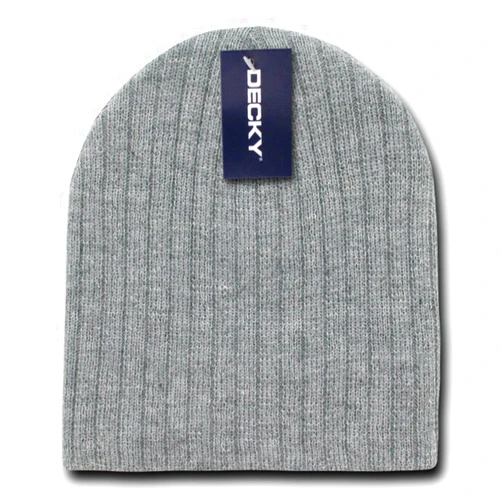 DECKY Cable Beanies, Heather Grey