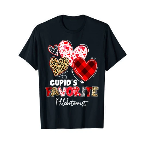 Cupid's Favorite Nurse Nursing Valentines Gifts Cupid's Favorite Phlebotomist Valentine Phlebotomy Tech T-Shirt