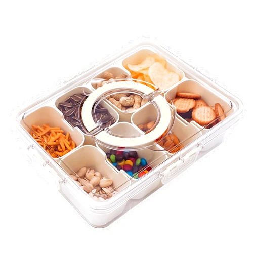 TagRecove Snack Box Container, Divided Serving Tray with Lid and Handle, Portable Snack Organizer for Adults Fruit Tray, Candy Nuts Tray, Perfect for Party, Entertaining