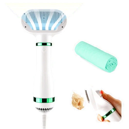 Ownpets 3 in 1 Pet Hair Dryer, Portable Dog Grooming Blower with Slicker Brush, Adjustable Temperature & Fast-Drying Towel, Perfect Grooming Tool for Dogs, Cats & Other Coated Breeds