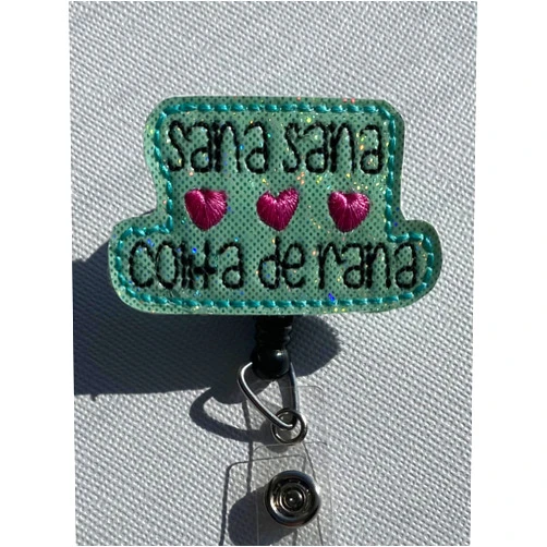 My4BadgeBuilders Cute Badge Reel ~ Sana Sana Colita De Rana ID Holder ~ Nurse Badge Reel ~ Retractable Badge Reel ~ Badge Reel (360 Alligator Clip)