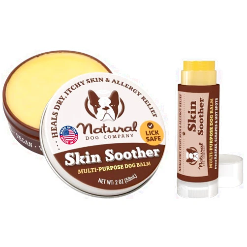 Natural Dog Company Skin Soother Bundle, Includes 2oz Tin + 0.15oz Stick, All Natural Healing Balm for Dogs, Relieves Dry, Itchy Skin, Treats Skin Irritations, Wounds, Hot Spots, Dermatitis