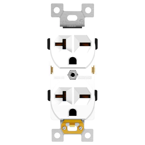 ENERLITES Duplex Receptacle, 20 Amp Electrical Wall Outlet, Industrial Grade, 2-Pole, 3-Wire, 20A 250V, UL Listed, 62081-W, White