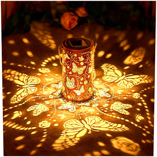EZTZEN Butterfly Solar Lanterns Outdoor Waterproof Hanging Solar Lights Butterfly Gifts for Women Men Metal Decorative LED Butterfly Lanterns for Garden Decor,Yard,Patio,Lawn,Tabletop,Pathway,Landscape