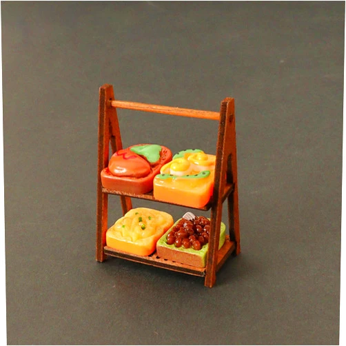 Wusteg 1:12 Dollhouse Miniature Toast Bread Jam Biscuit Juice Display Stand Set Doll Dessert Shop Decor Toy Doll House Scene Ornament