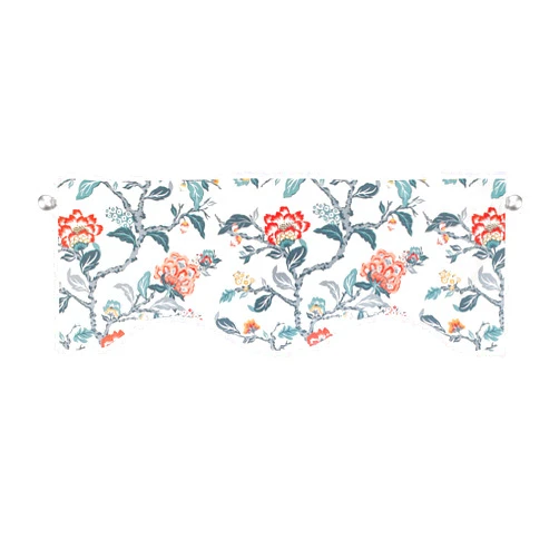DriftAway Ada Botanical Print Lined Flower Leaf Thermal Insulated Window Valance Rod Pocket Scalloped Swag Valance 52 Inch by 16 Inch Plus 2 Inch Header Ivory Orange Teal 1 Pack