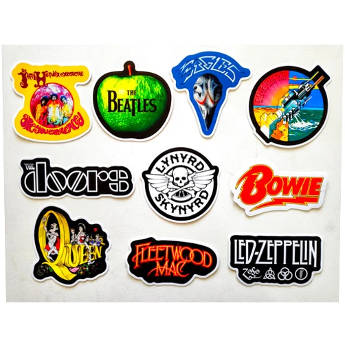 Generic Classic Rock Sticker Pack (10 Stickers) Set 1 Bands Decals n roll Legends Rocker Punk Laptop car Metal 70's 80's Music Guitar Blues Singer Heavy Metal