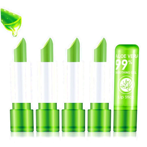 LJYBoBin 4 Pack Aloe Vera Color Changing Lipstick Set,Magic Temperature Color Change Lip Gloss Makeup Set,Waterproof Tinted Lip Balm Moisturizer,Long Lasting Nutritious Moisturizing PH Mood Lipstick for Women