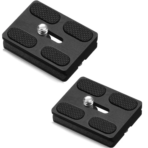 Frienda 2 Pieces Metal Quick Release Plate with 1/4''-20 Camera Screw Tripod Mount Plate Fits Standard for DSLR Camera Tripod Ball Head(Black,Pu50)