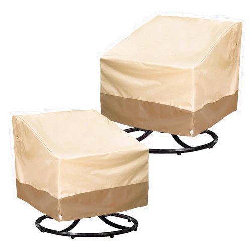 Vanteriam Patio Chair Covers for Outdoor Lawn Furniture Waterproof - 600D Heavy Duty and Waterproof Patio Swivel Chair Covers - W37.5''x D39''x H38'' Beige & Brown 2 Pack