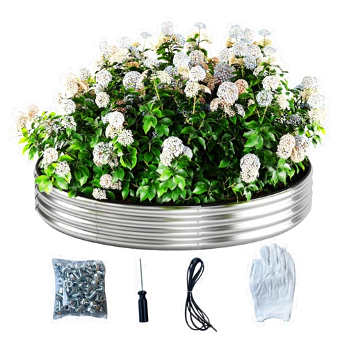 ZFHgarden Fire Ring Pit Round Galvanized Fire Ring for Outside Fire Pit Garden Bed Kit，Height 12 Inch, 2x2x1ft Round Galvanized Steel Fire Pit