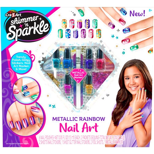 Shimmer 'n Sparkle Metallic Rainbow Nail Art Design Kit for Ages 8 and up