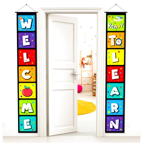 UNIIDECO Welcome Back to School Banner Back to School Decorations Welcome Banner for First Day of School Back to School Supplies Porch Sign Photo Props for School Classroom Office Door Bulletin Board