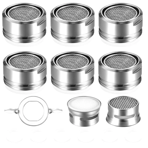 JETFLIP 6 Pcs Bathroom Faucet Aerator Replacement Parts Male Threads Kitchen Sink Aerators Universal Size Stainless Steel Water Aerator Faucet Filter with Gaskets and Wrench for Kitchen Bathroom
