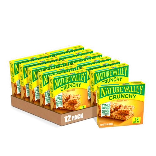 Nature Valley Crunchy Granola Bars, Roasted Almond, 1.49 oz, 6 ct, 12 bars (Pack of 12)