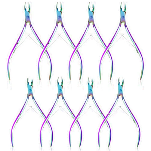 Mudder 8 Pieces Cuticle Trimmer Stainless Steel Cuticle Nippers Pointed Blade Cuticle Cutter Clipper Dead Skin Remover Scissors Manicure Tools for Fingernails and Toenails(Vivid Color)