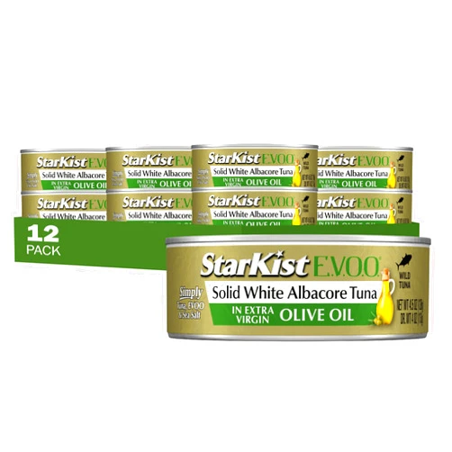 StarKist E.V.O.O. Solid White Albacore Tuna in Extra Virgin Olive Oil, 4.5 Oz, Pack of 12