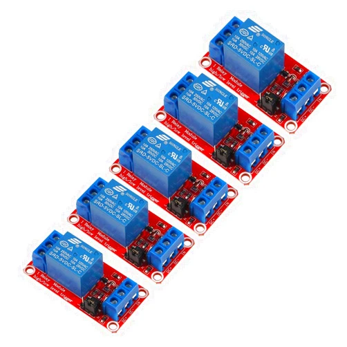 AOICRIE 5Pcs DC 5V 1 Channel Relay Module Board Shield with Optocoupler Isolation Support High or Low Level Compatible Development Board Trigger