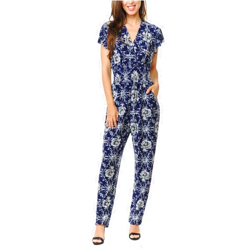 Auliné Collection Womens Sleeveless Culotte Capri Wide Leg Wrap Romper Jumpsuit