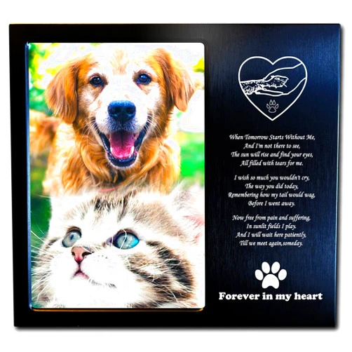 JOEZITON Pet Dog Cat Memorial Gifts for Dogs Cats, Pet Memorial Gifts, Pet Loss Sympathy Gift, Pet Memorial Picture Frame 4x6 Inch Personalized Metal