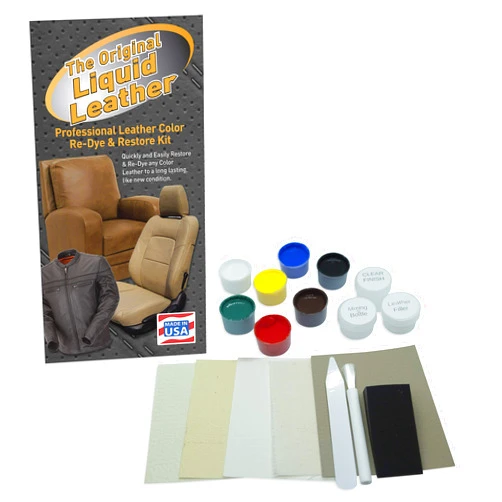 Liquid Leather Repair and Re-color Kit for all Vinyl & Leather. Restores to new condition; Car Seats, Boats, Upholstery, Sofas, Chairs, Leather Coats, and More
