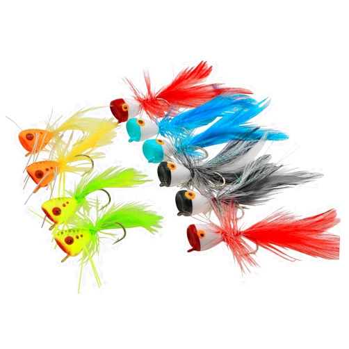 Floatingsnow Fly Fishing Poppers,Topwater Popper Flies Bugs Lure, Dry Flies Kit for Bluegill Sunfish Bass Crappie Steelhead Flies Trout Salmon Perch for Fly Fishing Bass Panfish Bluegill Trout Salmon