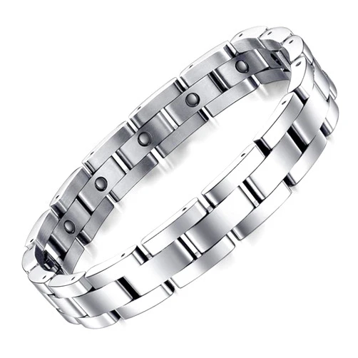Feraco Magnetic Bracelets for Men Sleek Titanium Stainless Steel Magnetic Bracelet with Sizing Tool, Jewelry Gifts for Men (Silver)