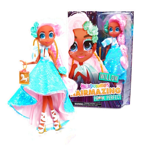 Hairdorables Hairmazing Prom Perfect Fashion Dolls, Willow, Pink and Green Hair, Kids Toys for Ages 3 Up by Just Play
