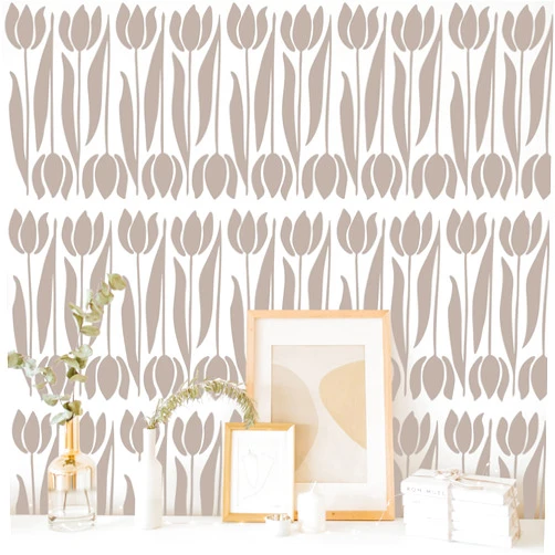 GULIGULI 2 Pack Tulip Flowers Large Stencils for Painting Large Pattern on Wall, Canvas DIY Craft, Reusable Decorative Template Tile for Painting Wall Furniture Décor