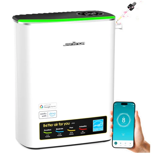 Jafända Jafanda Air Purifiers for Home Large Room Up to 1100ft², HEPA Filter Air Purifier Removes 99.97% of Allergens,Dust,Smoke,and Odors, Air Cleaner Compatible with Alexa APP,PM2.5 Display (JF239-Silver)